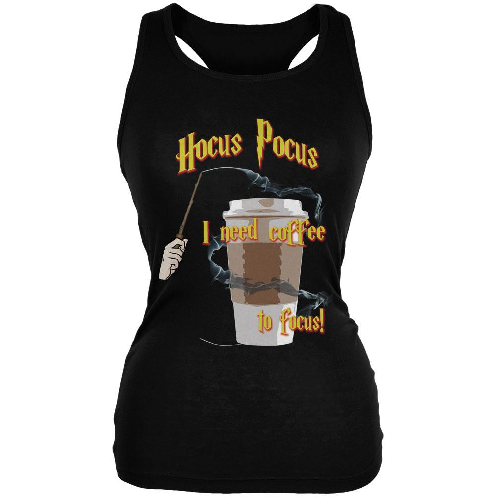 Hocus Pocus I Need Coffee to Focus Black Juniors Soft Tank Top Juniors Tank Tops Old Glory 2XL Black