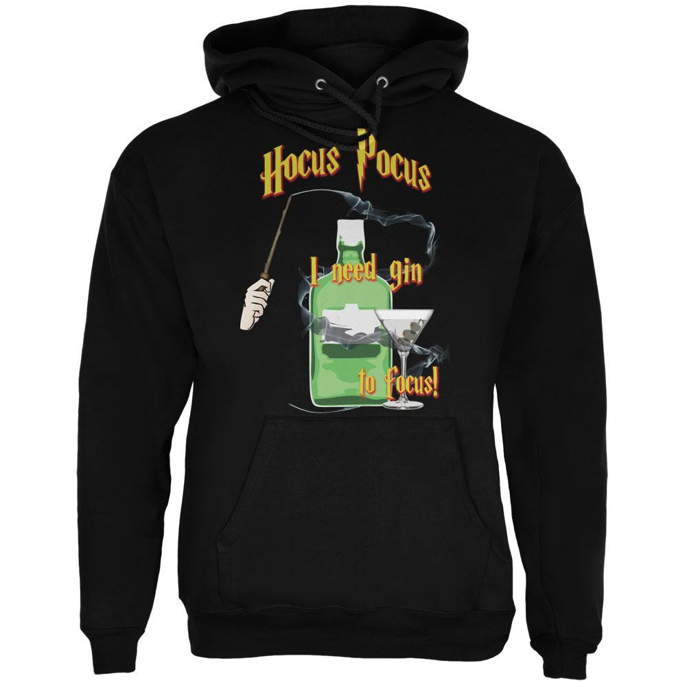 Hocus Pocus I Need Gin to Focus Black Adult Hoodie Men's Hoodies Old Glory SM Black