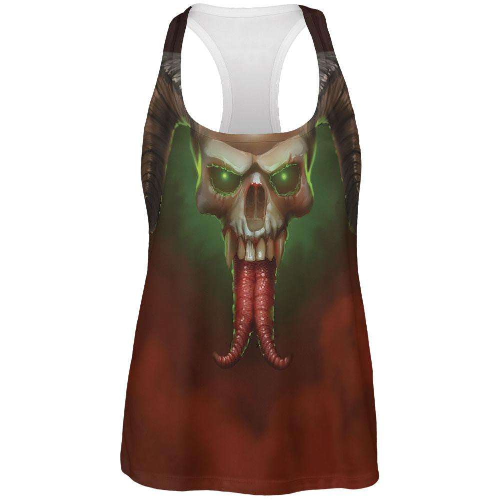Horned Skull All Over Womens Racerback Tank Top Women's Tank Tops Old Glory 2XL Multi