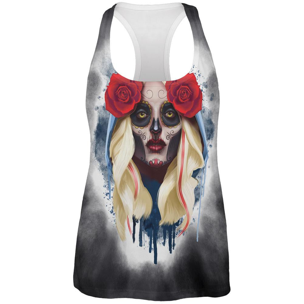 Sugar Skull Girl All Over Womens Racerback Tank Top Women's Tank Tops Old Glory 2XL Multi