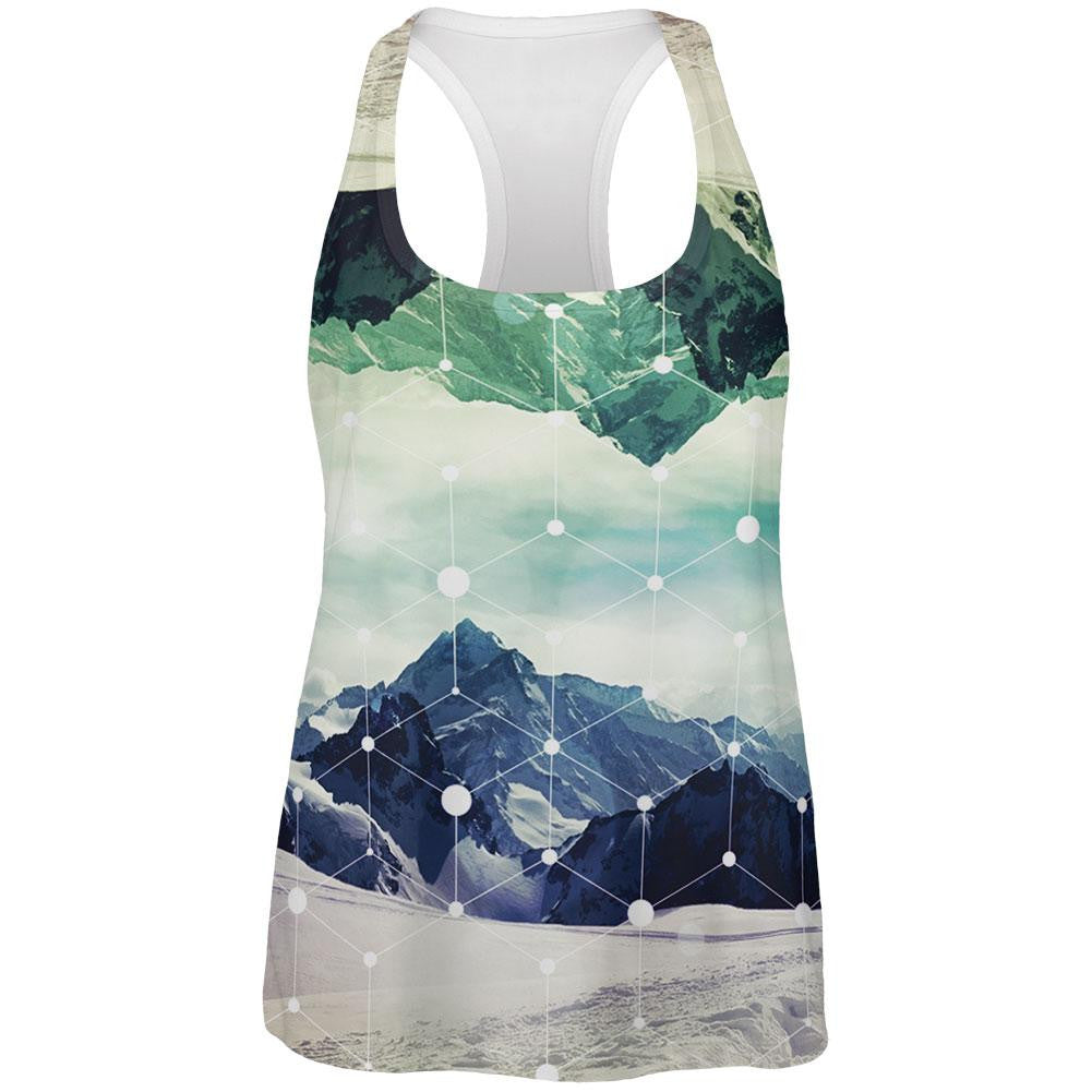 Geometric Mountains All Over Womens Racerback Tank Top Women's Tank Tops Old Glory 2XL Multi