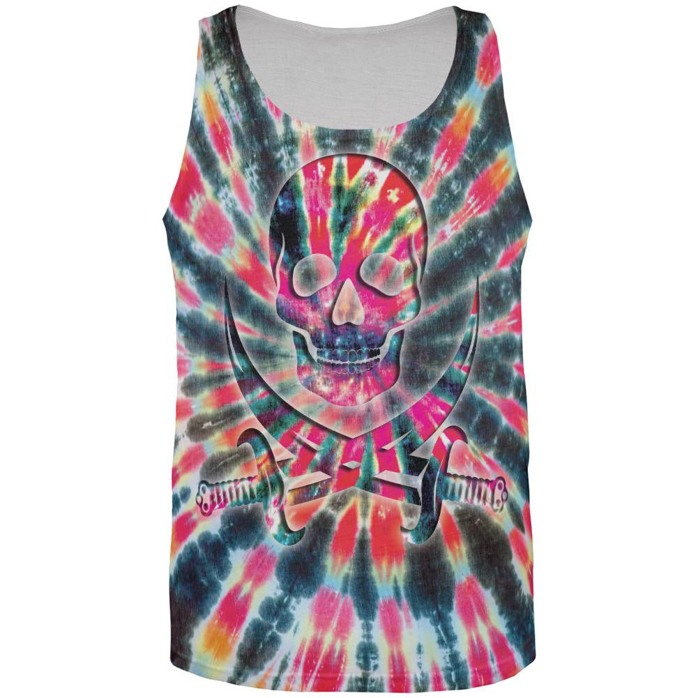 Tie Dye Jolly Roger All Over Adult Tank Top Men's Tank Tops Old Glory 2XL Multi