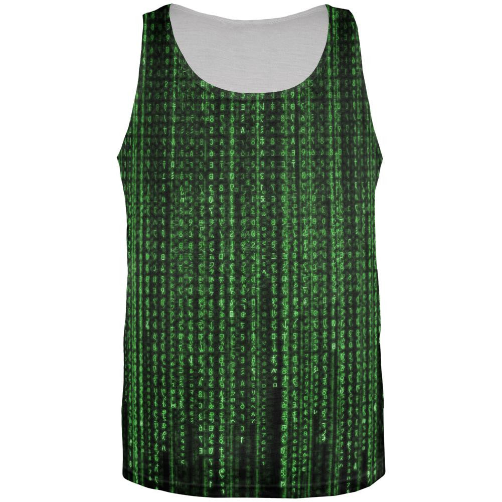 Falling Binary Text All Over Adult Tank Top Men's Tank Tops Old Glory 2XL Multi