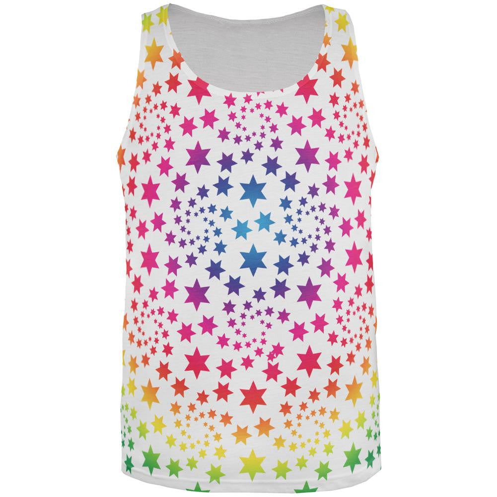 Rainbow Stars All Over Adult Tank Top Men's Tank Tops Old Glory 2XL Multi