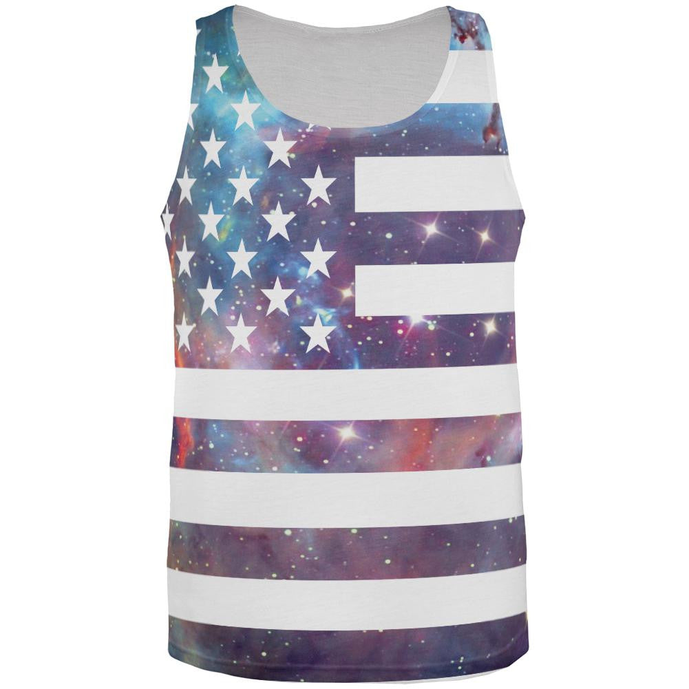 Galaxy American Flag All Over Adult Tank Top Men's Tank Tops Old Glory 2XL Multi