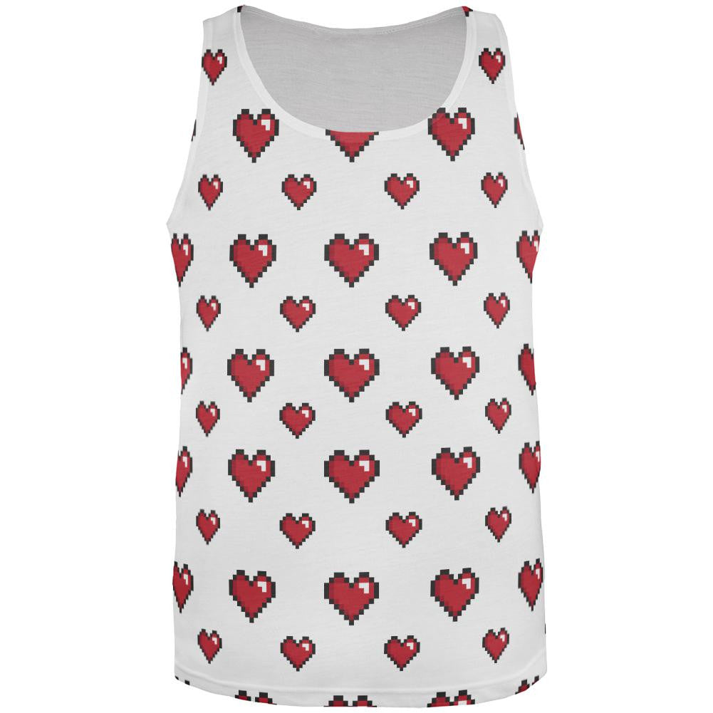 8 Bit Hearts All Over Adult Tank Top Men's Tank Tops Old Glory 2XL Multi