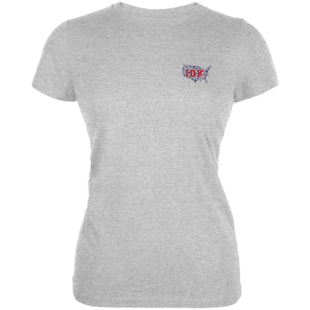Election IDK Small Logo 2016 Heather Grey Juniors Soft T-Shirt Juniors T-Shirts Old Glory 2XL Grey