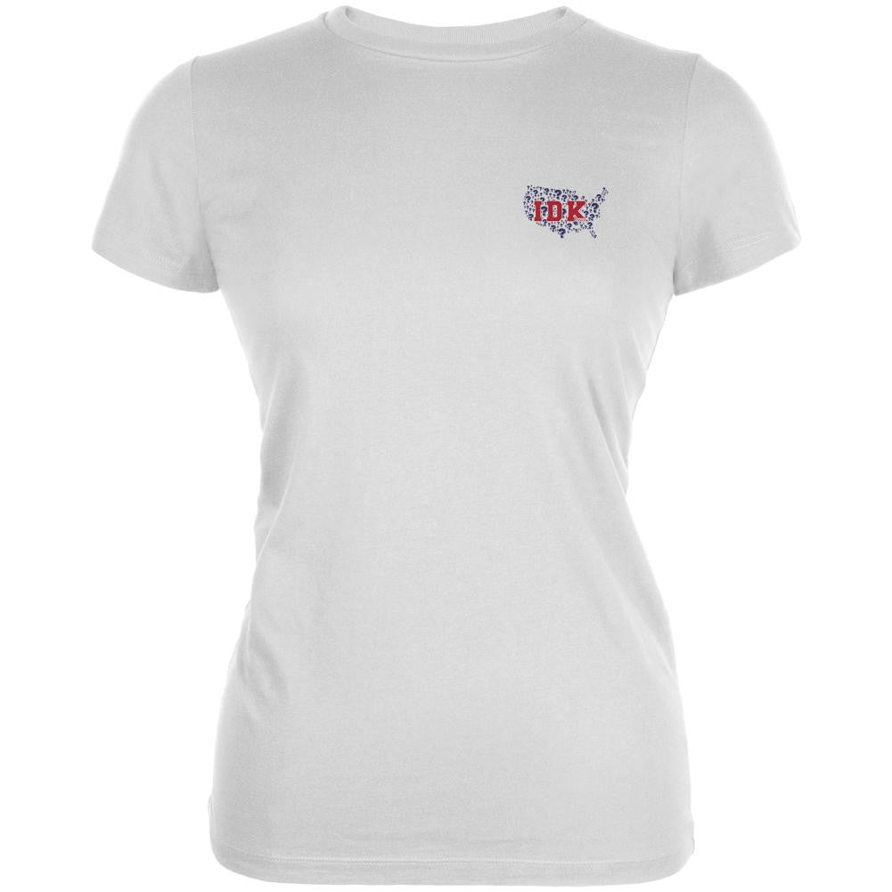 Election IDK Small Logo 2016 White Juniors Soft T-Shirt Juniors T-Shirts Old Glory 2XL White