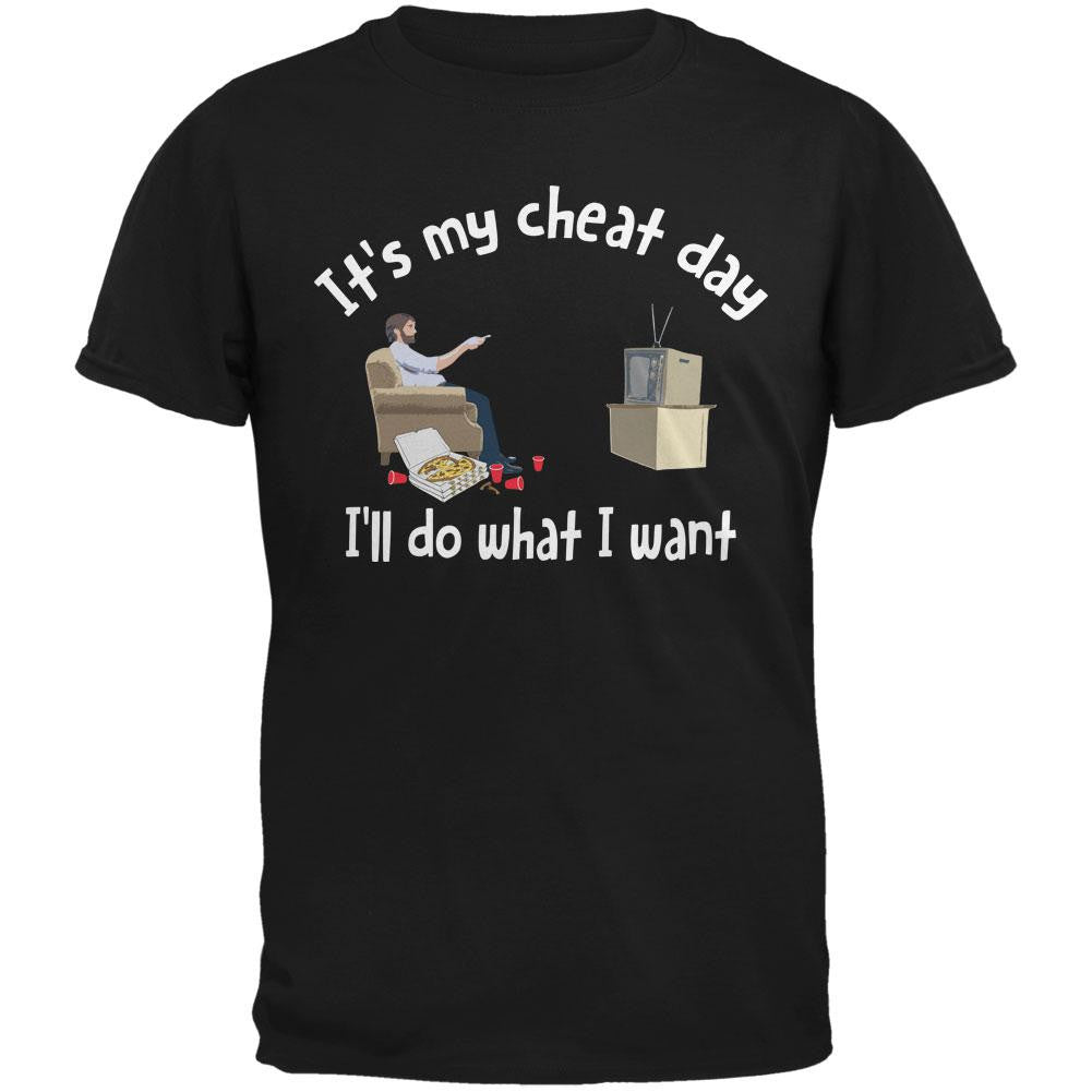 It's My Cheat Day I'll Do What I Want Black Adult T-Shirt Men's T-Shirts Old Glory SM Black