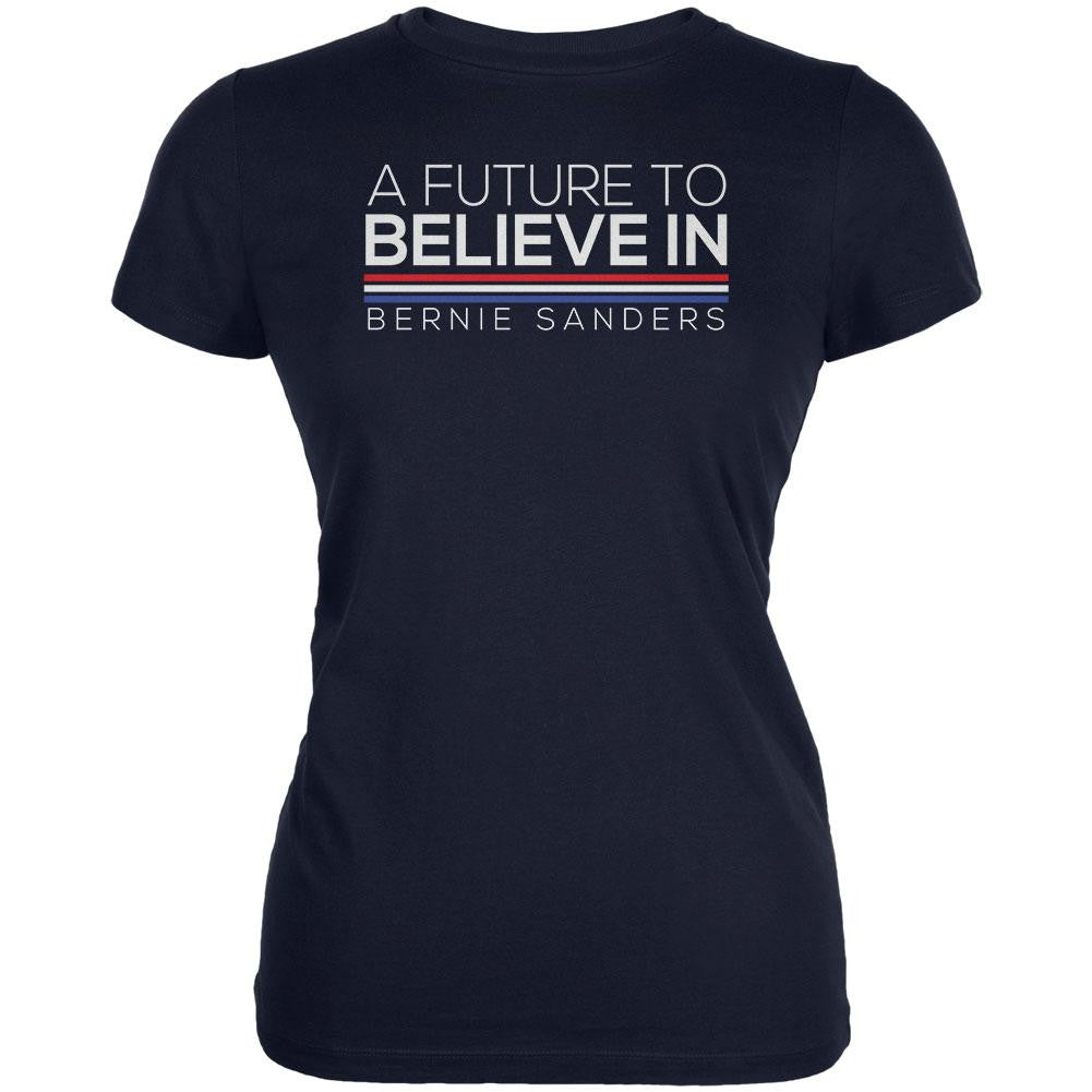 Election Bernie Sanders Future To Believe In Navy Juniors Soft T-Shirt Juniors T-Shirts Old Glory 2XL Blue