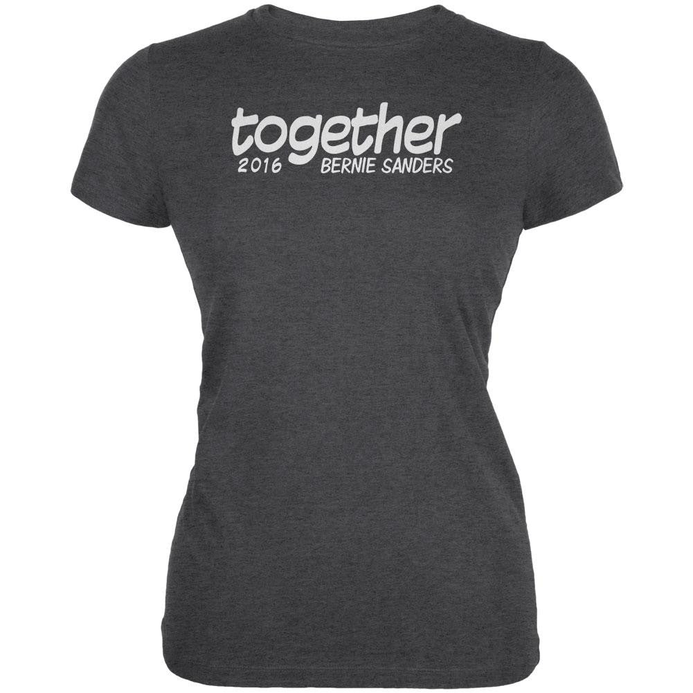 Election Bernie Sanders 2016 Together Dark Heather Juniors Soft T-Shirt Juniors T-Shirts Old Glory 2XL Grey