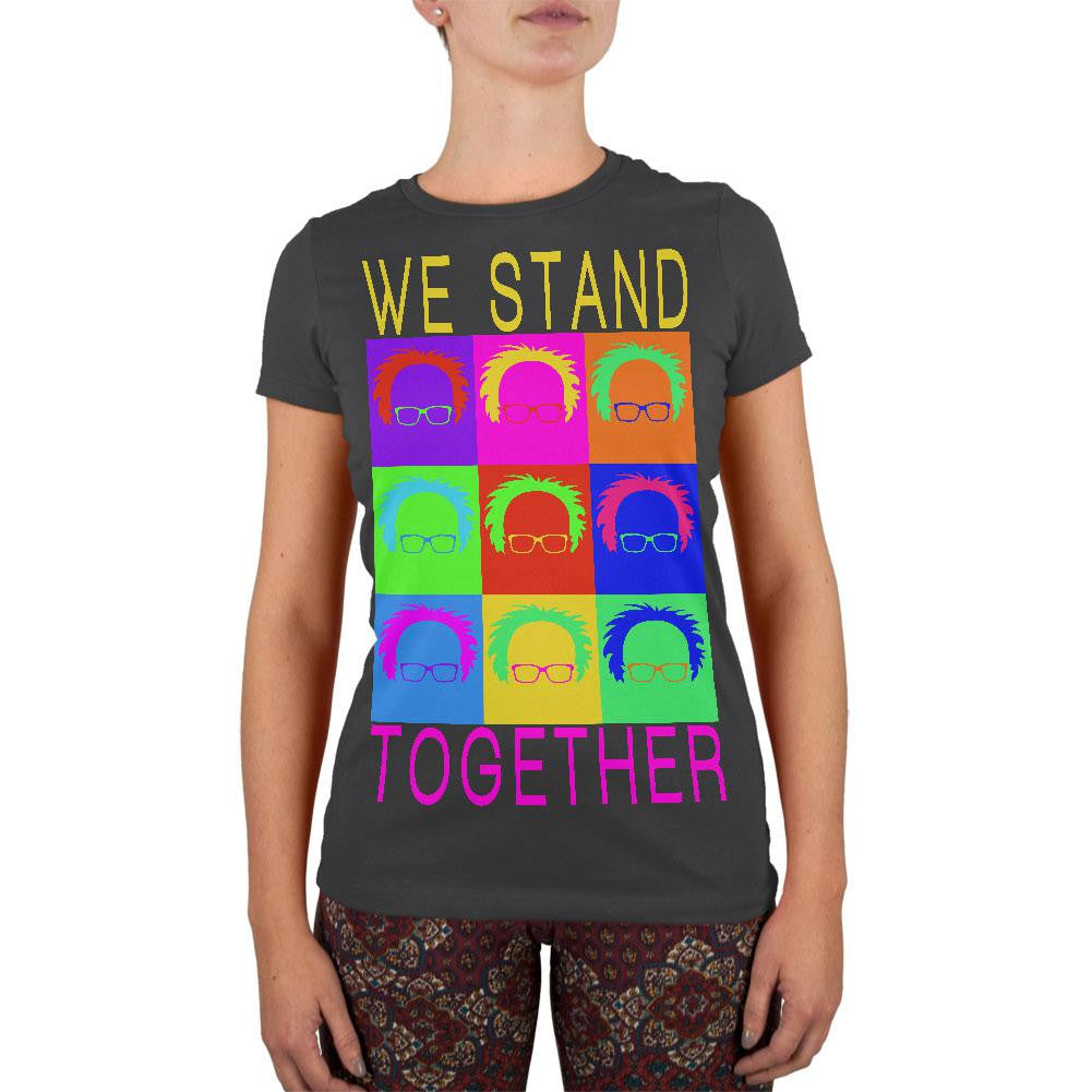 Election Bernie Sanders Pop Art Stand Together Asphalt Juniors Soft T-Shirt Juniors T-Shirts Old Glory 2XL Grey