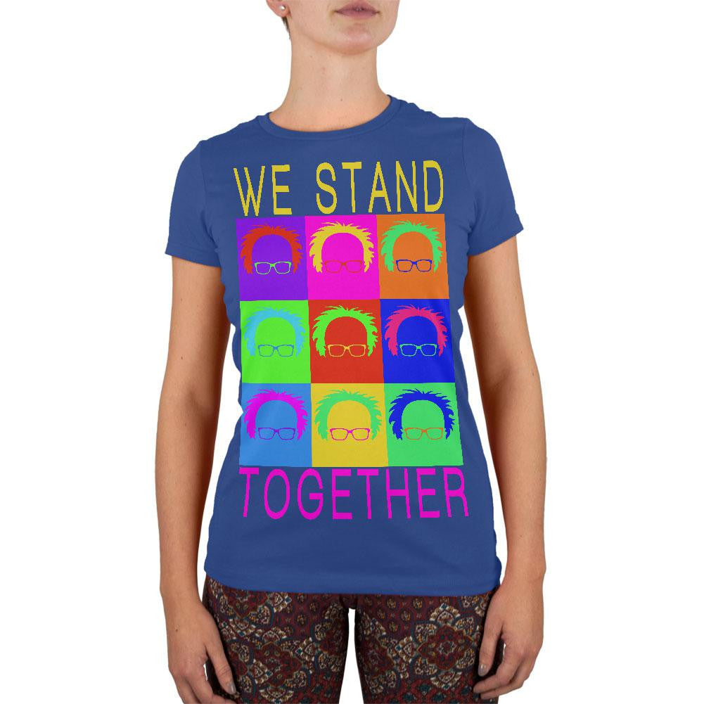 Election Bernie Sanders Pop Art Stand Together Royal Juniors Soft T-Shirt Juniors T-Shirts Old Glory 2XL Blue