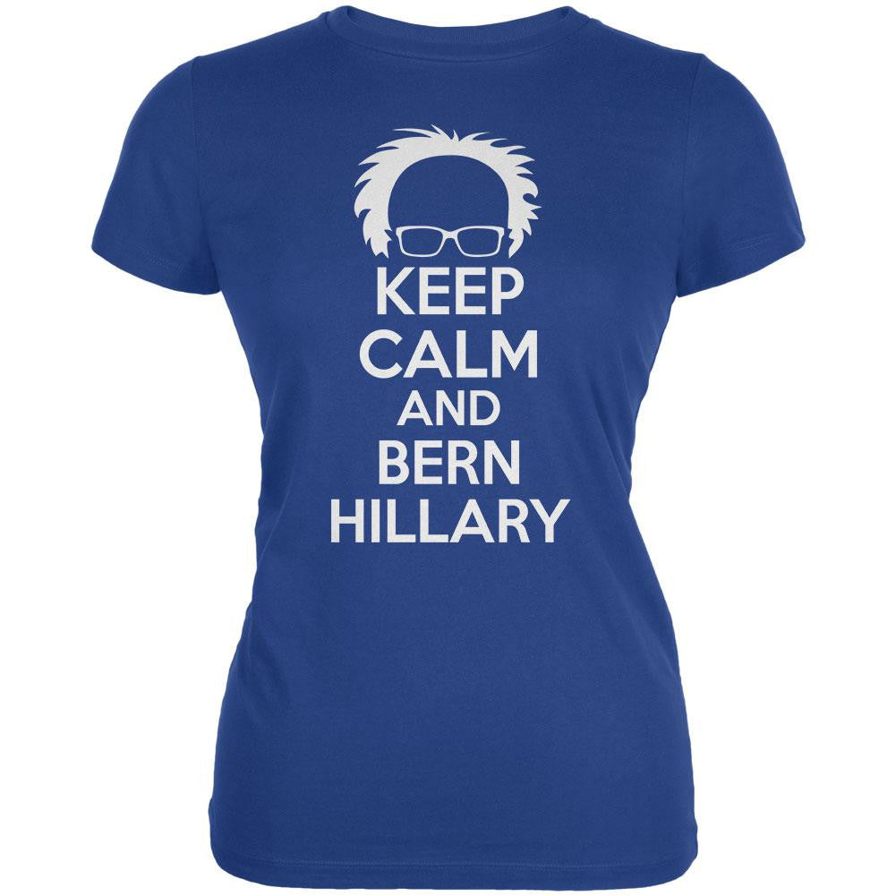 Election Keep Calm and Bern Hillary 2016 Royal Juniors Soft T-Shirt Juniors T-Shirts Old Glory 2XL Blue