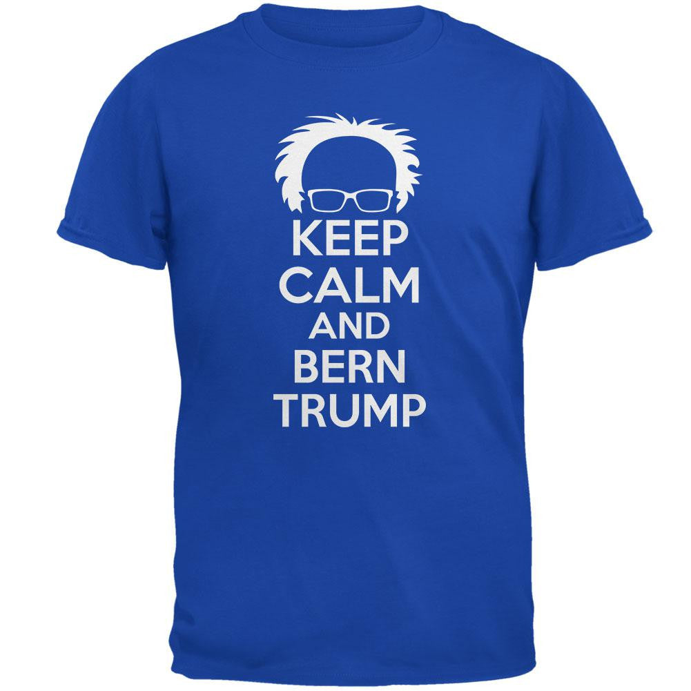 Election Keep Calm and Bern Trump 2016 Royal Adult T-Shirt Men's T-Shirts Old Glory 2XL Blue