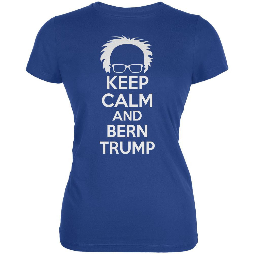 Election Keep Calm and Bern Trump 2016 Royal Juniors Soft T-Shirt Juniors T-Shirts Old Glory 2XL Blue