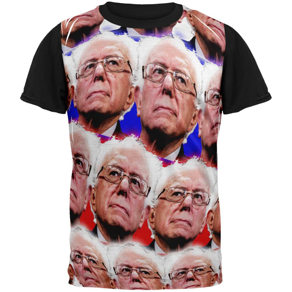 Election Bernie Sanders Face the Future 2016 Adult Black Back T-Shirt Men's T-Shirts Old Glory SM Multi