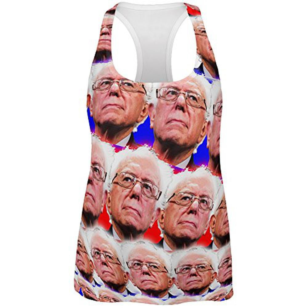 Election Bernie Sanders Face the Future 2016 All Over Womens Racerback Tank Top Women's Tank Tops Old Glory 2XL Multi