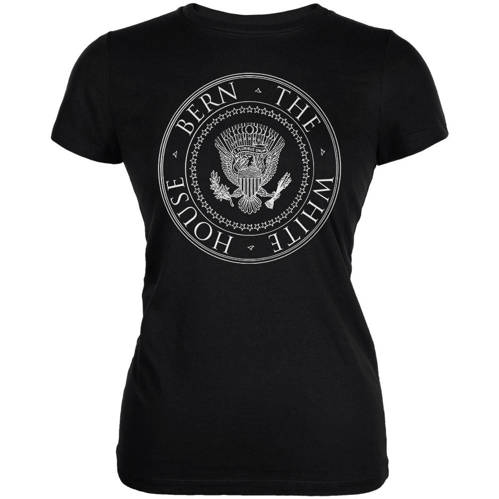 Election 2016 Sanders Bern the White House Black Juniors Soft T-Shirt Juniors T-Shirts Old Glory 2XL Black