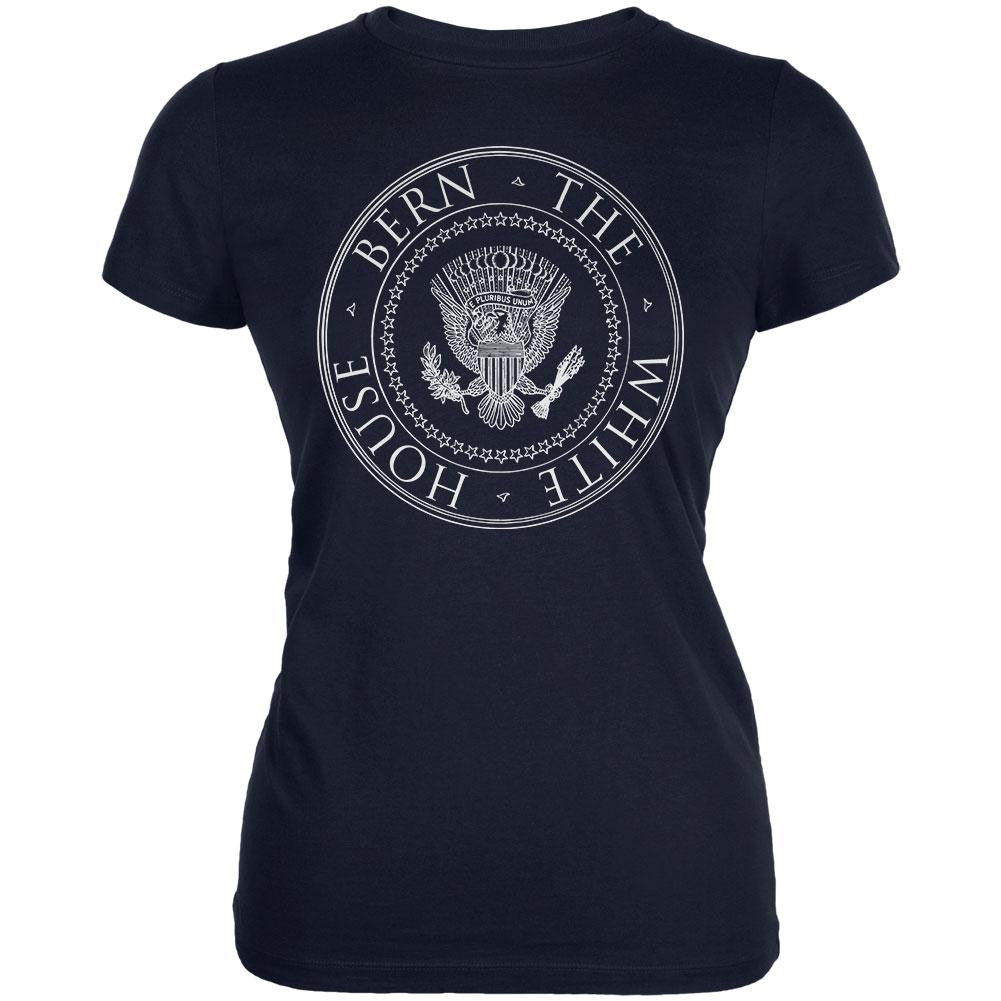 Election 2016 Sanders Bern the White House Navy Juniors Soft T-Shirt Juniors T-Shirts Old Glory 2XL Blue