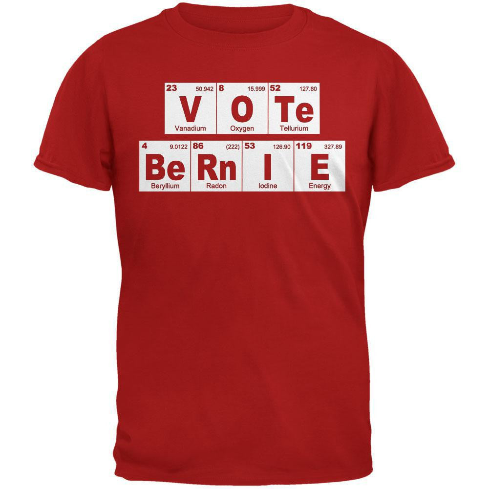 Election 2016 Vote Bernie Sanders Periodic Table Red Adult T-Shirt Men's T-Shirts Old Glory 2XL Red