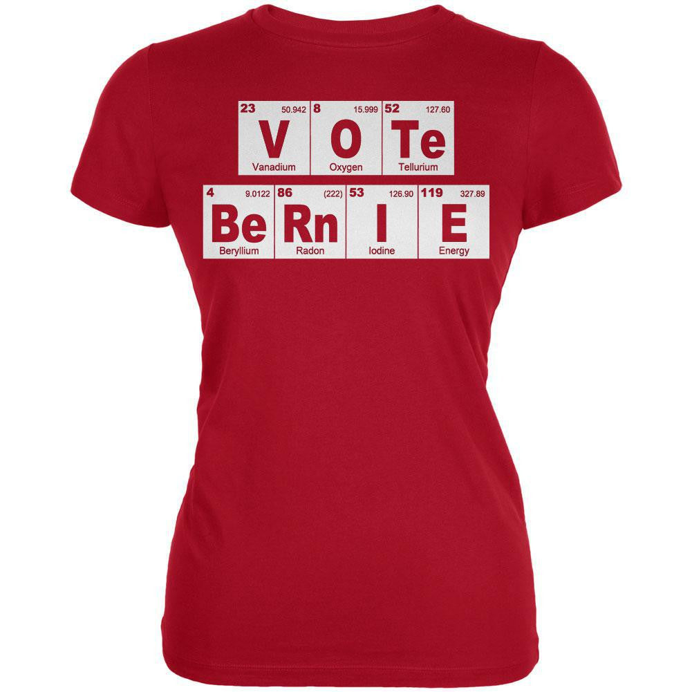 Election 2016 Vote Bernie Sanders Periodic Table Red Juniors Soft T-Shirt Juniors T-Shirts Old Glory 2XL Red
