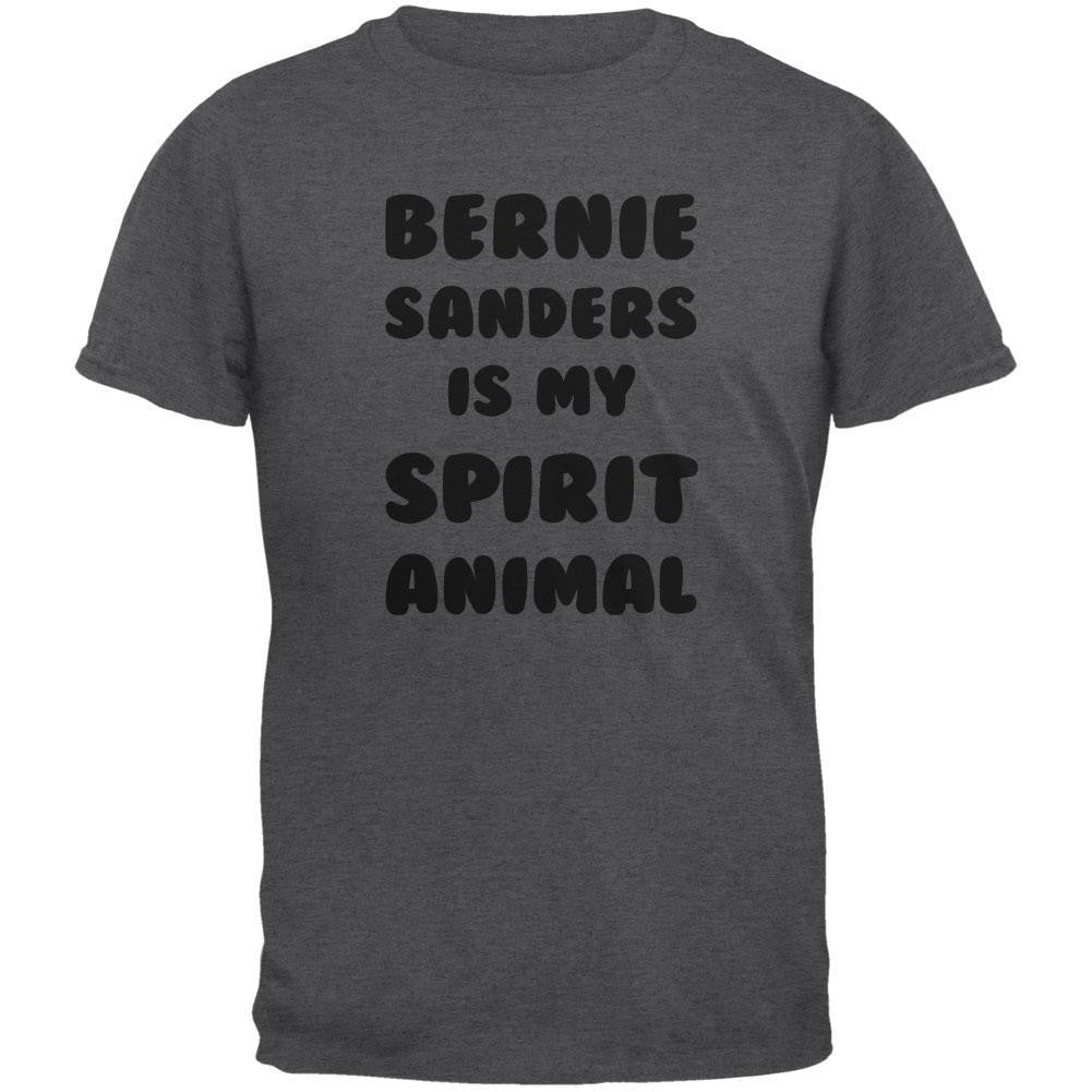 Election 2016 My Spirit Animal Bernie Sanders Dark Heather Adult T-Shirt Men's T-Shirts Old Glory 2XL Grey