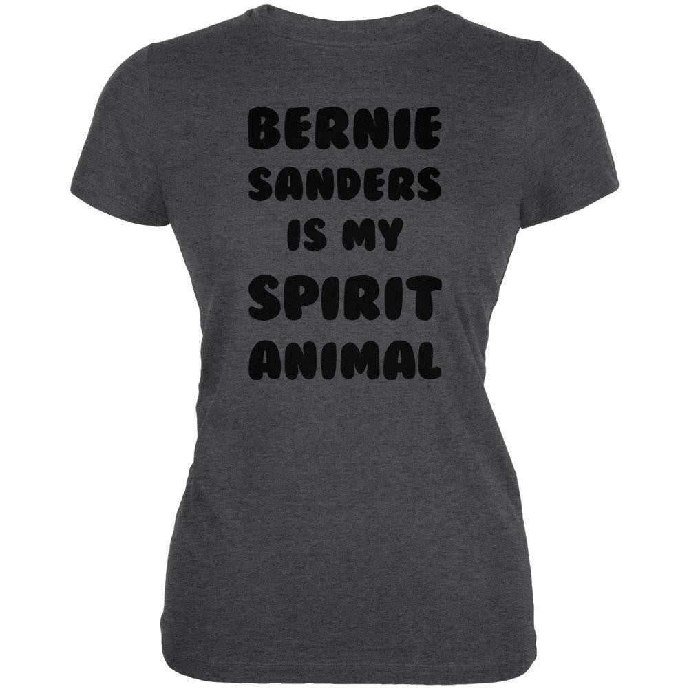 Election 2016 My Spirit Animal Bernie Sanders Dark Heather Juniors Soft T-Shirt Juniors T-Shirts Old Glory 2XL Grey