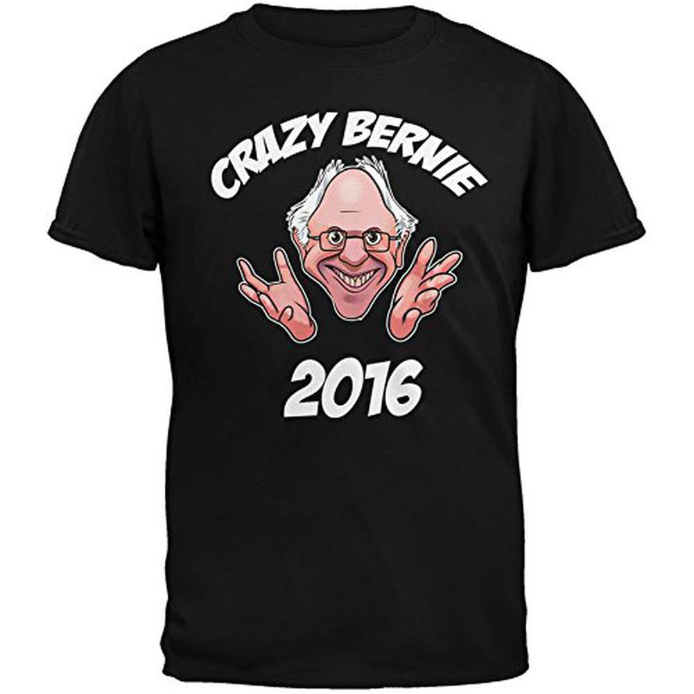 Election 2016 Crazy Bernie for President Black Adult T-Shirt Men's T-Shirts Old Glory 2XL Black
