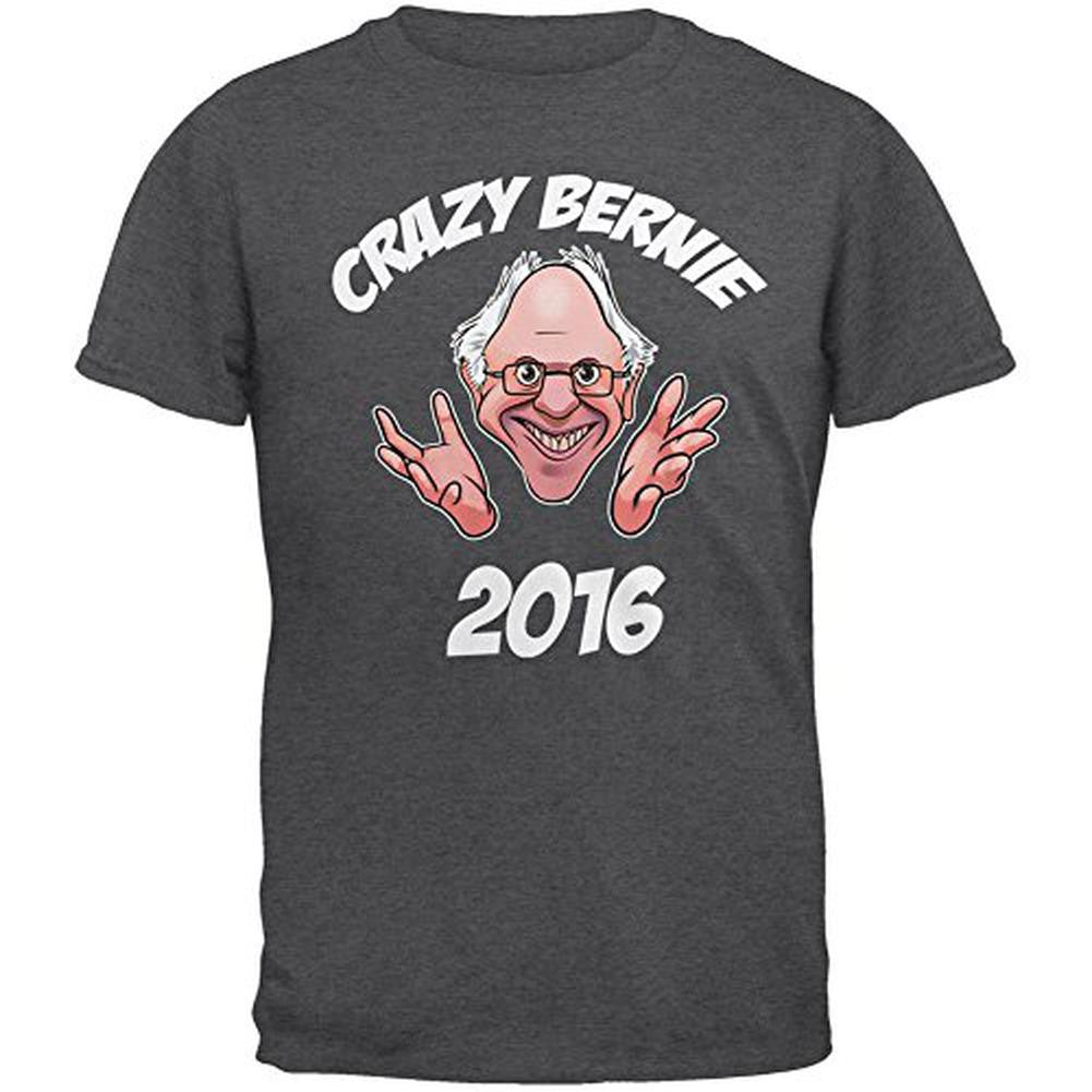 Election 2016 Crazy Bernie for President Dark Heather Adult T-Shirt Men's T-Shirts Old Glory 2XL Grey