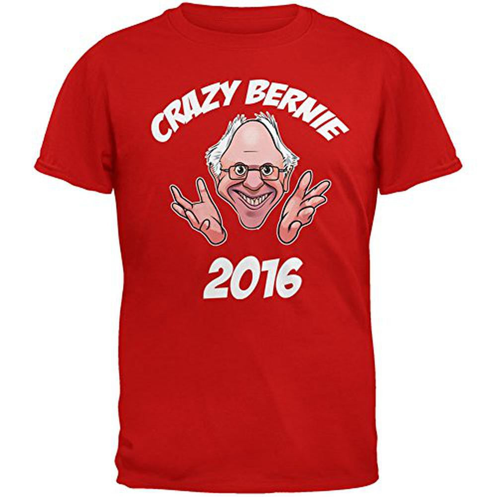 Election 2016 Crazy Bernie for President Red Adult T-Shirt Men's T-Shirts Old Glory 2XL Red