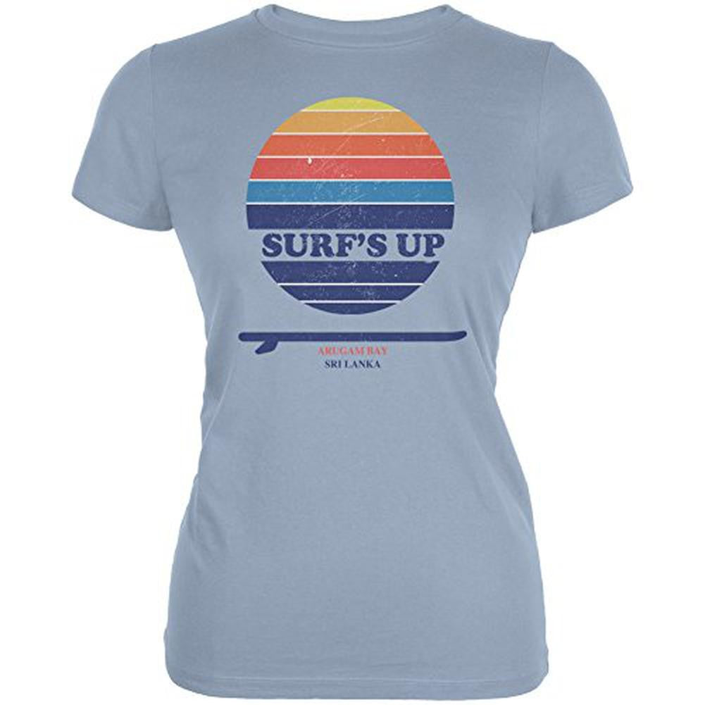 Surf's Up Arugam Bay Light Blue Juniors Soft T-Shirt Juniors T-Shirts Old Glory 2XL Blue