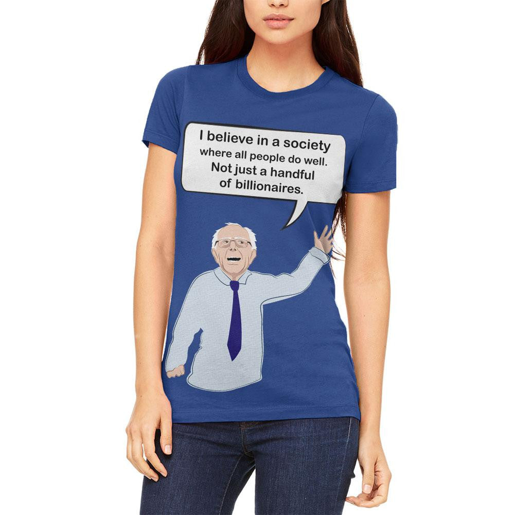 Election 2016 Bernie Sanders Believe in Society Royal Juniors Soft T-Shirt Juniors T-Shirts Old Glory 2XL Blue