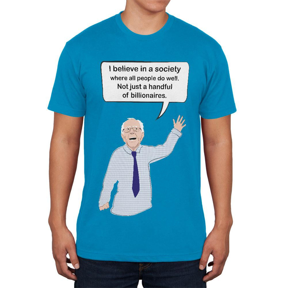 Election 2016 Bernie Sanders Believe in Society Sapphire Blue Adult T-Shirt Men's T-Shirts Old Glory 2XL Blue
