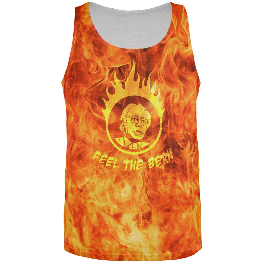 Election 2016 Bernie Sanders Feel the Bern Flames All Over Adult Tank Top Men's Tank Tops Old Glory 2XL Multi