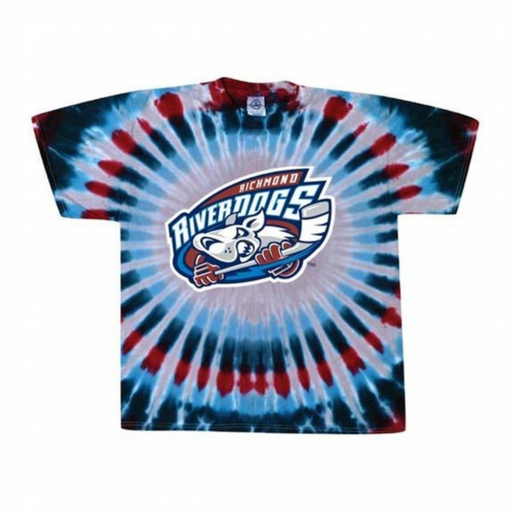 Richmond Riverdogs - Logo Circle Tie Dye Adult T-Shirt Men's T-Shirts Richmond Riverdogs