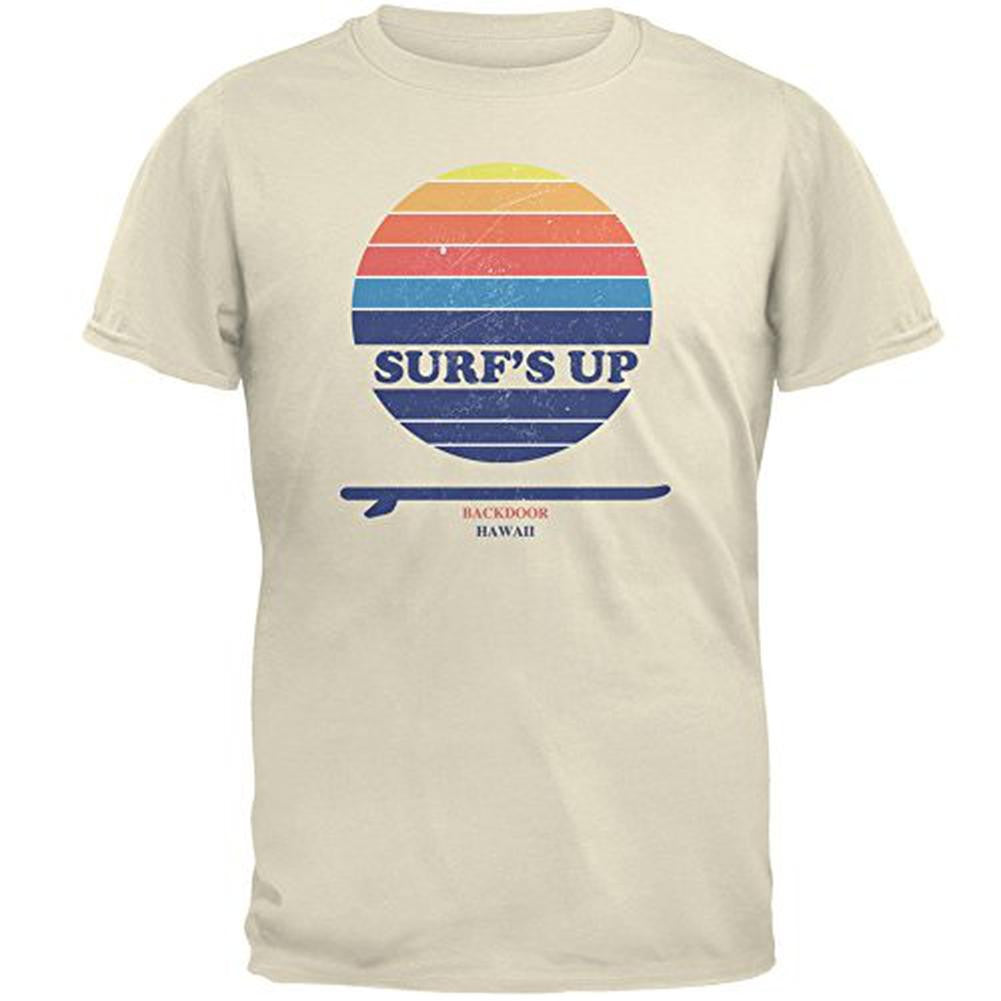 Surf's Up Backdoor Hawaii Natural Adult T-Shirt Men's T-Shirts Old Glory 2XL White
