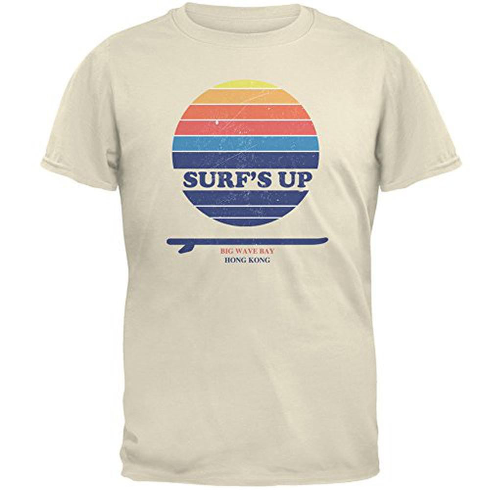 Surf's Up Big Wave Bay Hong Kong Natural Adult T-Shirt Men's T-Shirts Old Glory 2XL White