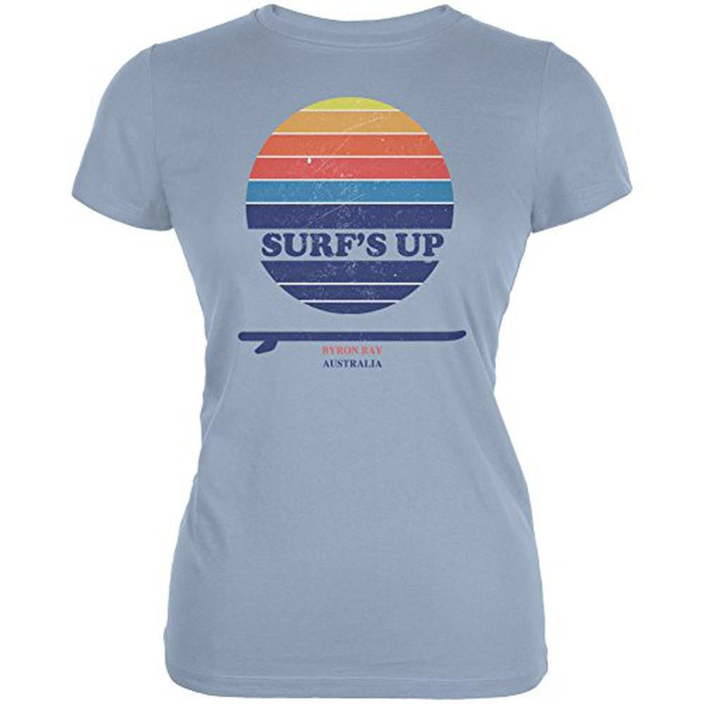 Surf's Up Byron Bay Australia Light Blue Juniors Soft T-Shirt Juniors T-Shirts Old Glory 2XL Blue