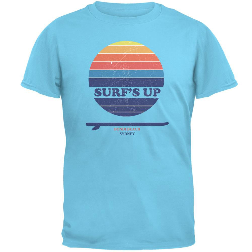 Surf's Up Bondi Beach Sydney Australia Sky Adult T-Shirt Men's T-Shirts Old Glory 2XL Blue