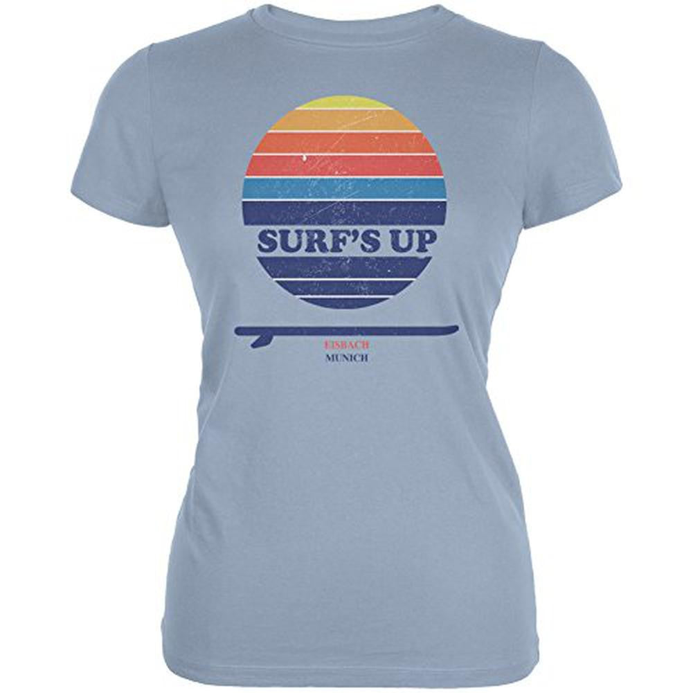 Surf's Up Eisbach Munich Germany Light Blue Juniors Soft T-Shirt Juniors T-Shirts Old Glory 2XL Blue