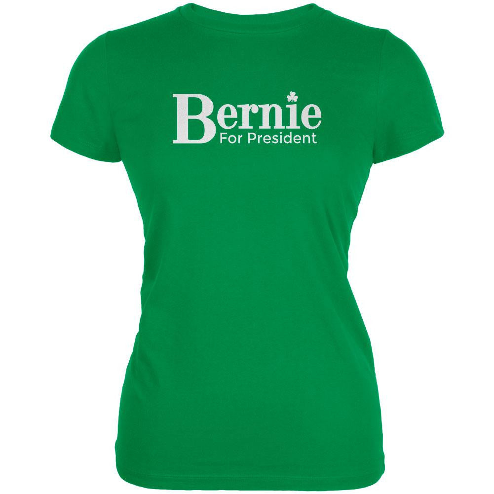 Election 2016 Bernie Sanders President Irish Green Juniors Soft T-Shirt Juniors T-Shirts Old Glory LG Green
