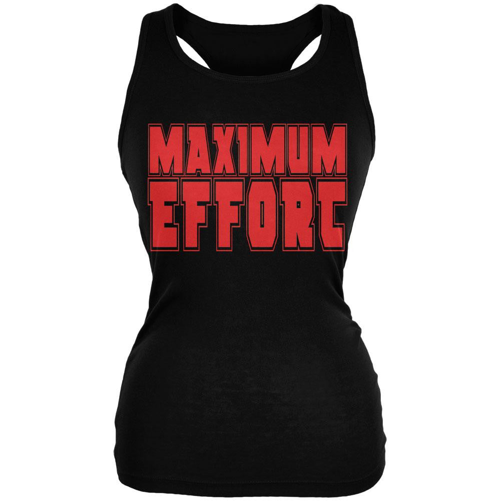 Maximum Effort Black Juniors Soft Tank Top Juniors Tank Tops Old Glory SM Black