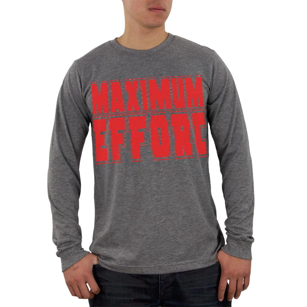 Maximum Effort Heather Grey Adult Soft Long Sleeve Blend T-Shirt Men's Long Sleeves Old Glory SM Grey
