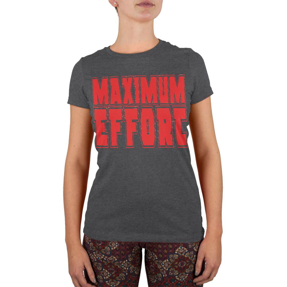 Maximum Effort Dark Heather Juniors Soft T-Shirt Juniors T-Shirts Old Glory SM Black