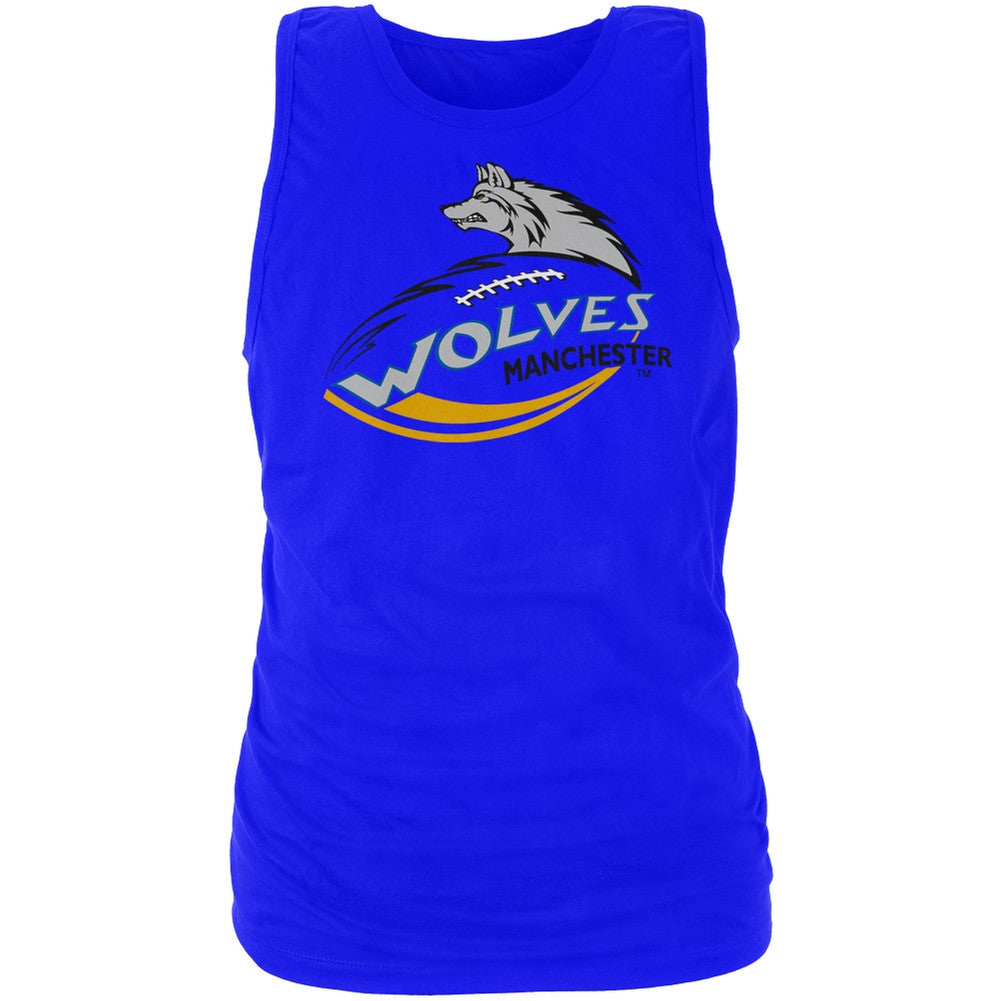 Manchester Wolves - Logo Blue Adult Tank Top Men's Tank Tops Manchester Wolves