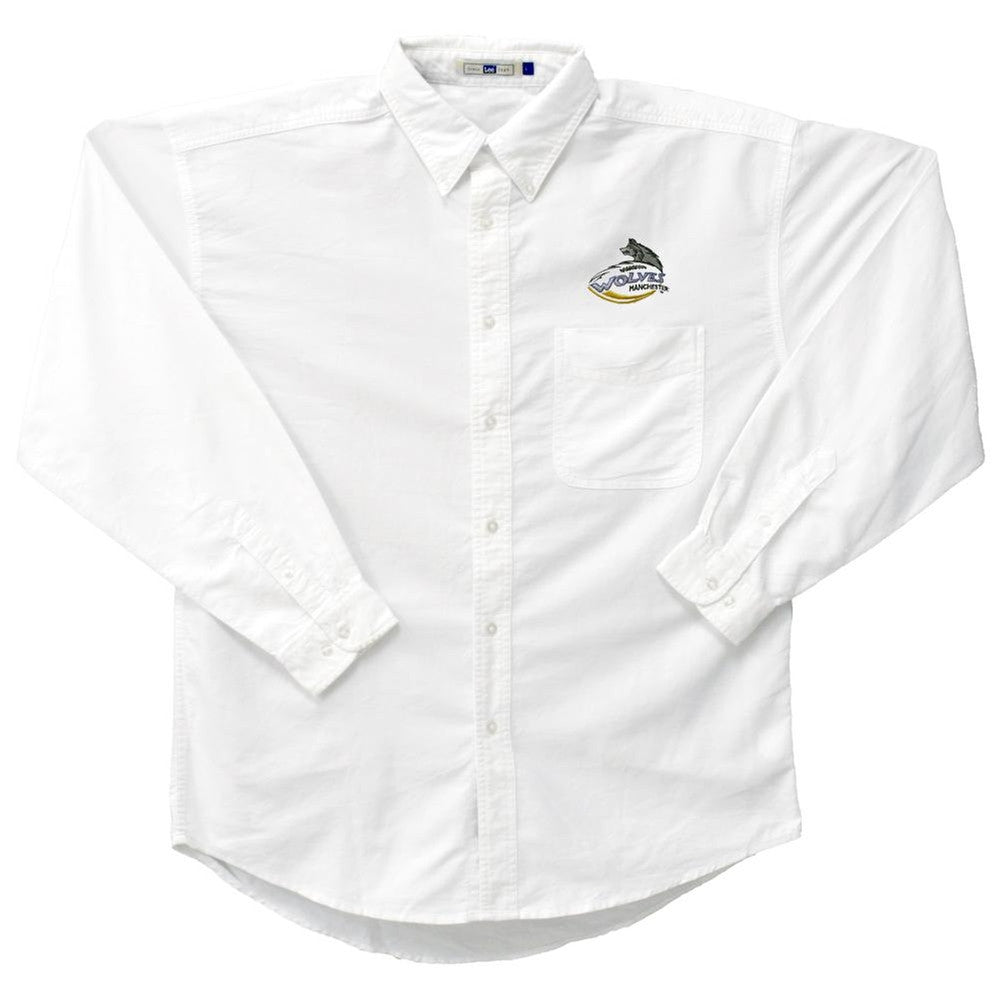 Manchester Wolves - Crest Logo Oxford Long Sleeve T-Shirt Men's Dress Shirts Manchester Wolves