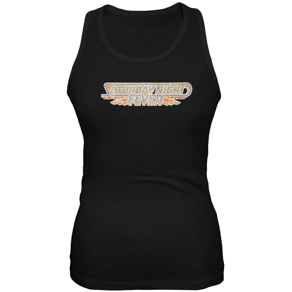 Saturday Night Fever - Logo Juniors Muscle Tank Top Shirt Juniors Tank Tops Saturday Night Fever SM Black