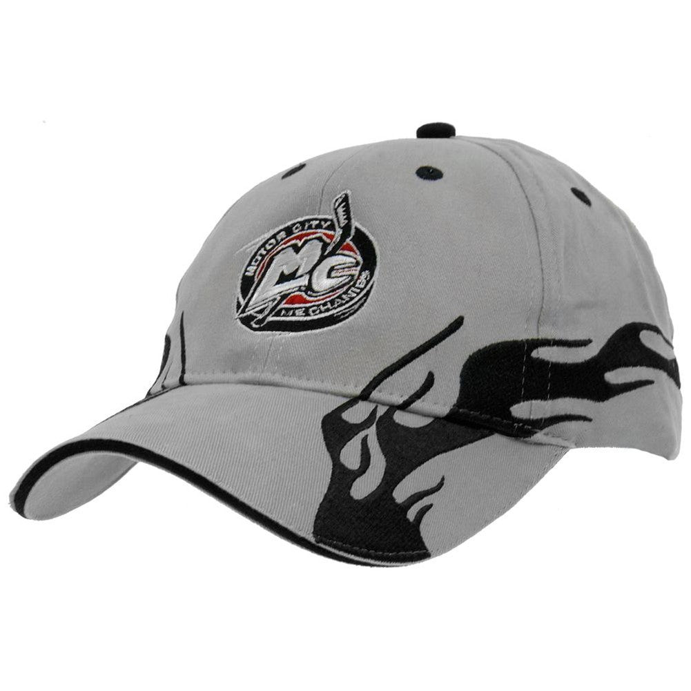 Motor City Mechanics Flame Logo Cap - Grey Adjustable Baseball Caps Old Glory