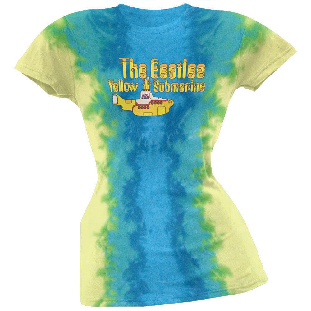 Beatles - Yellow Submarine Tie Dye Juniors Babydoll T-Shirt Juniors Babydolls The Beatles SM Blue
